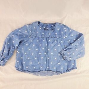 H&m Blue Kitten Long Sleeve Top with keyhole back